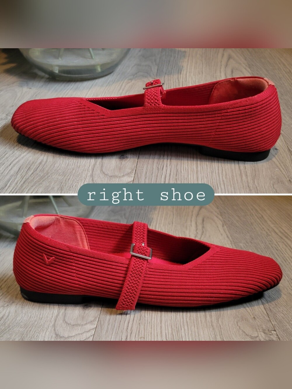Vivaia Mary Jane Buckle Square-Toe V-Cut Red Flats, Women's US 8 EU 39 - Picture 8 of 16